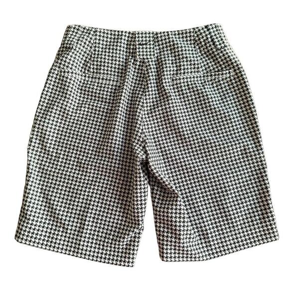 🍀 Nike Golf Womens FitDry Shorts Black White Houndstooth Pockets Logo Zip 2 - Picture 2 of 7